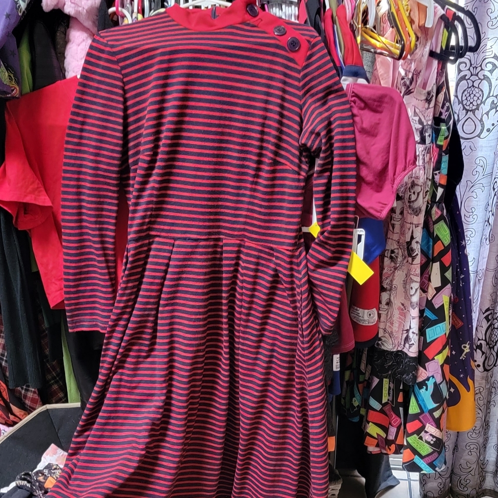 Bettie Page by Tatyana mockneck striped swing XXL retro vintage pinup